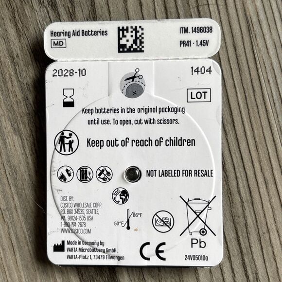 8ct Kirkland Signature Hearing Aid Batteries #312 Zinc Air Long Lasting NEW! - Picture 2 of 2